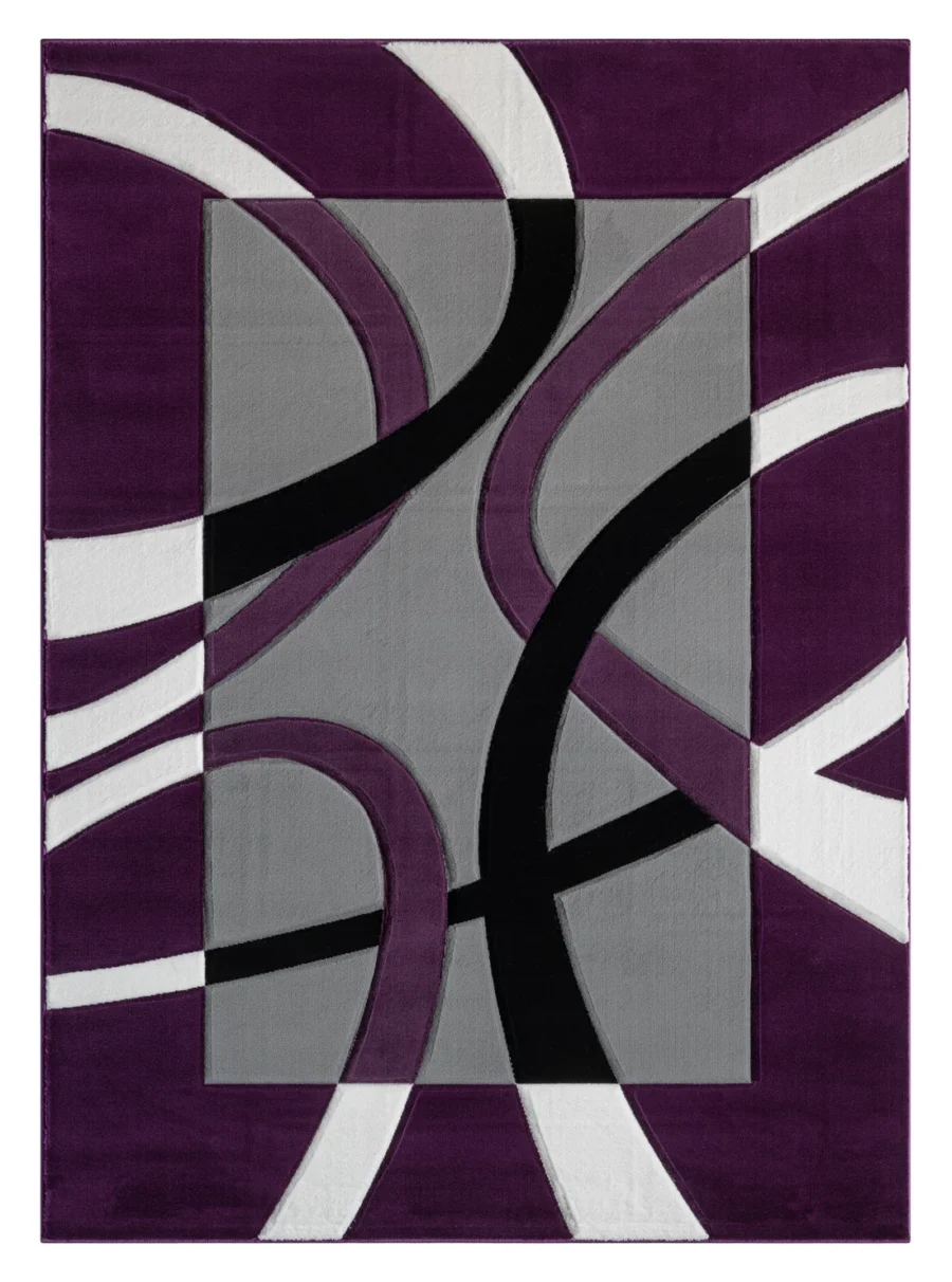 Sam's Rugs Ultra Soft Area Rug Hand Carved - Modern Abstract Design for Indoor Living Room & Bedroom - Stain Resistant, Easy to Clean -Plum 50282 - Image 4