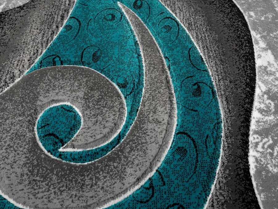 Sam's Rugs Ultra Soft Area Rug Hand Carved - Modern Abstract Design for Indoor Living Room & Bedroom - Stain Resistant, Easy to Clean Turquoise- 50169 - Image 6