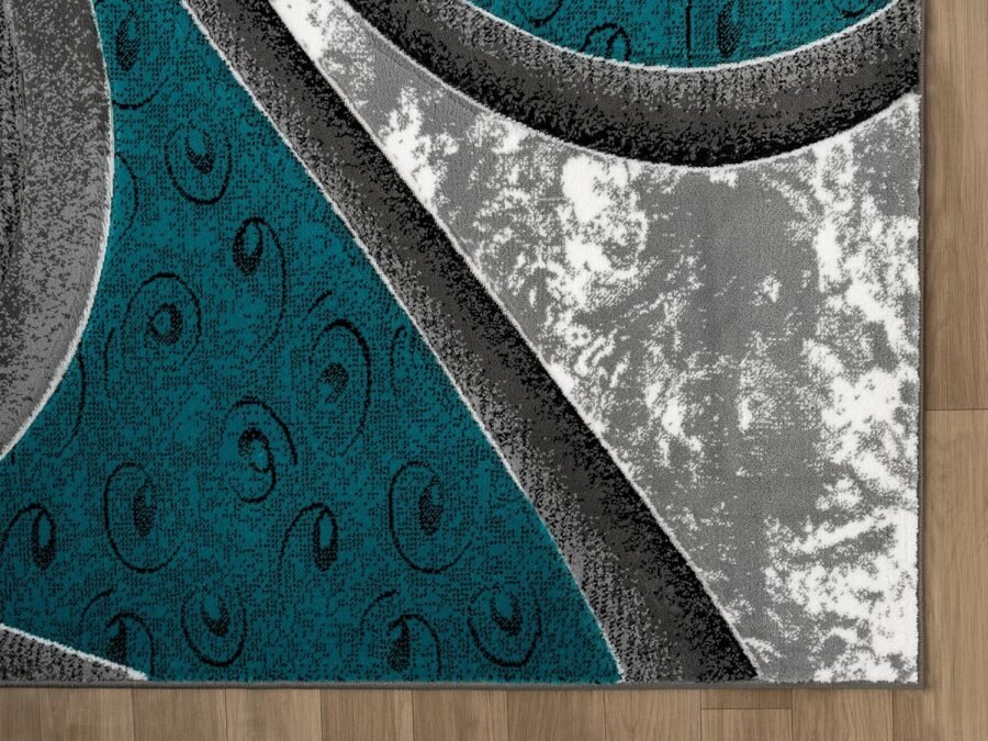 Sam's Rugs Ultra Soft Area Rug Hand Carved - Modern Abstract Design for Indoor Living Room & Bedroom - Stain Resistant, Easy to Clean Turquoise- 50169 - Image 8