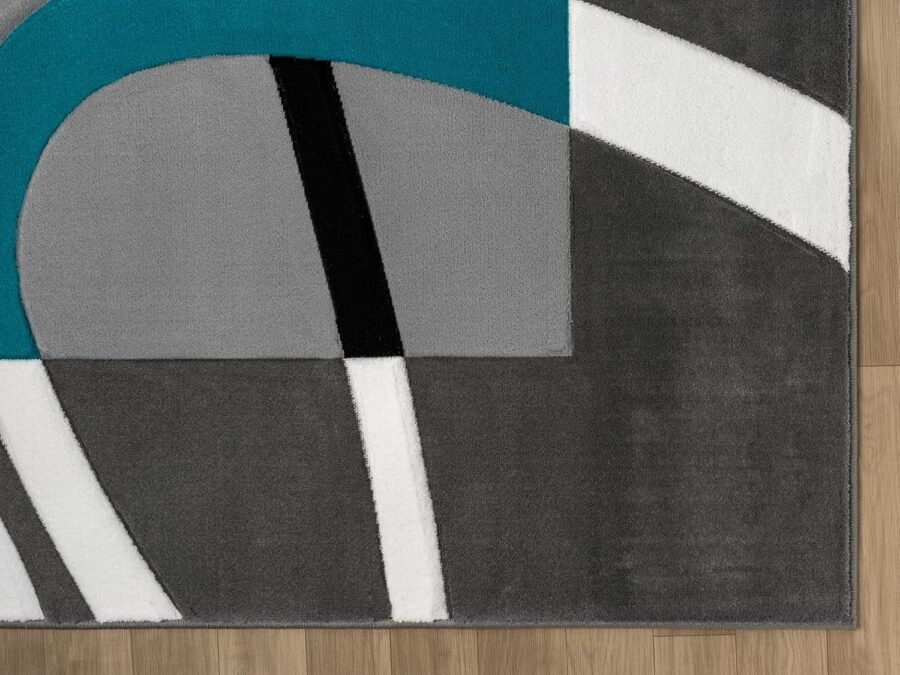Sam's Rugs Ultra Soft Area Rug Hand Carved - Modern Abstract Design for Indoor Living Room & Bedroom - Stain Resistant, Easy to Clean Turquoise- 50269 - Image 3