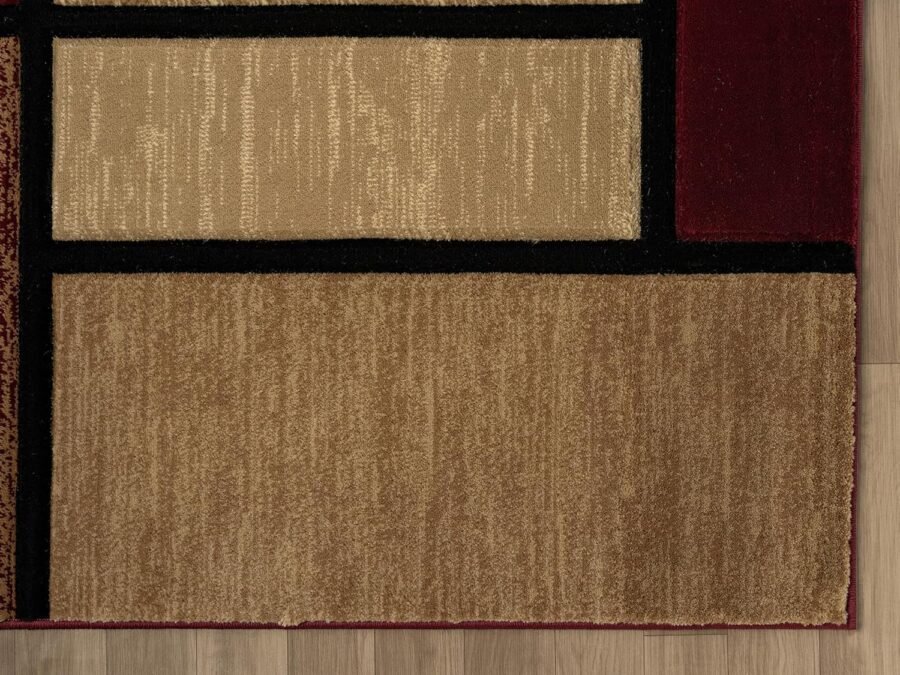 Sam's Rugs Ultra Soft Area Rug Hand Carved - Modern Abstract Design for Indoor Living Room & Bedroom - Stain Resistant, Easy to Clean - Burgundy 50434 - Image 4
