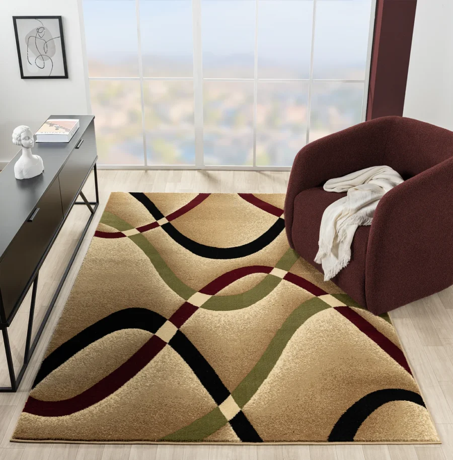 Sam's Rugs Ultra Soft Area Rug - Modern Abstract Design for Indoor Living Room & Bedroom - Stain Resistant, Easy to Clean Bricks- 45533