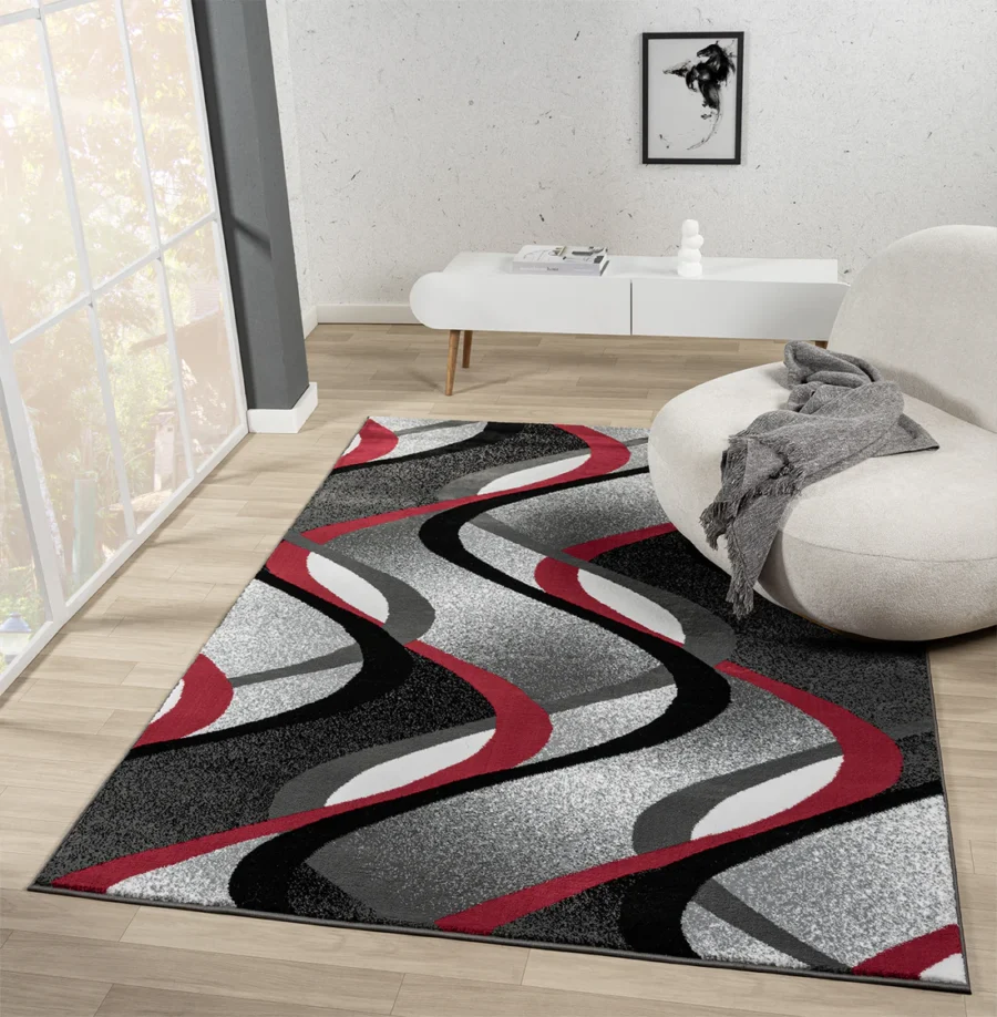 Sam's Rugs Ultra Soft Area Rug - Modern Abstract Design for Indoor Living Room & Bedroom - Stain Resistant, Easy to Clean Red - 45530