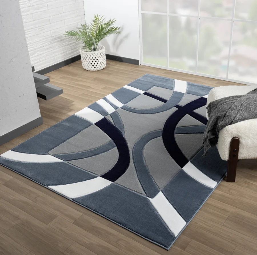 Sam's Rugs Ultra Soft Area Rug Hand Carved - Modern Abstract Design for Indoor Living Room & Bedroom - Stain Resistant, Easy to Clean Turquoise- 50260