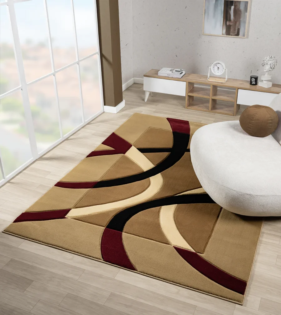 Sam's Rugs Ultra Soft Area Rug Hand Carved - Modern Abstract Design for Indoor Living Room & Bedroom - Stain Resistant, Easy to Clean Canvas - 50293