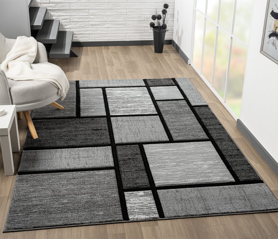 Sam's Rugs Ultra Soft Area Rug Hand Carved - Modern Abstract Design for Indoor Living Room & Bedroom - Stain Resistant, Easy to Clean - Grey 50472