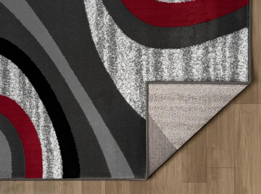 Sam's Rugs Ultra Soft Area Rug - Modern Abstract Design for Indoor Living Room & Bedroom - Stain Resistant, Easy to Clean - (8x11, Red) 45630 - Image 5