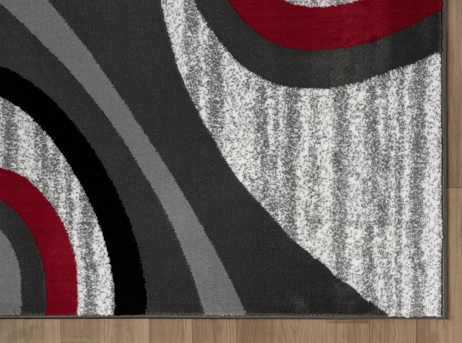 Sam's Rugs Ultra Soft Area Rug - Modern Abstract Design for Indoor Living Room & Bedroom - Stain Resistant, Easy to Clean - (8x11, Red) 45630 - Image 6